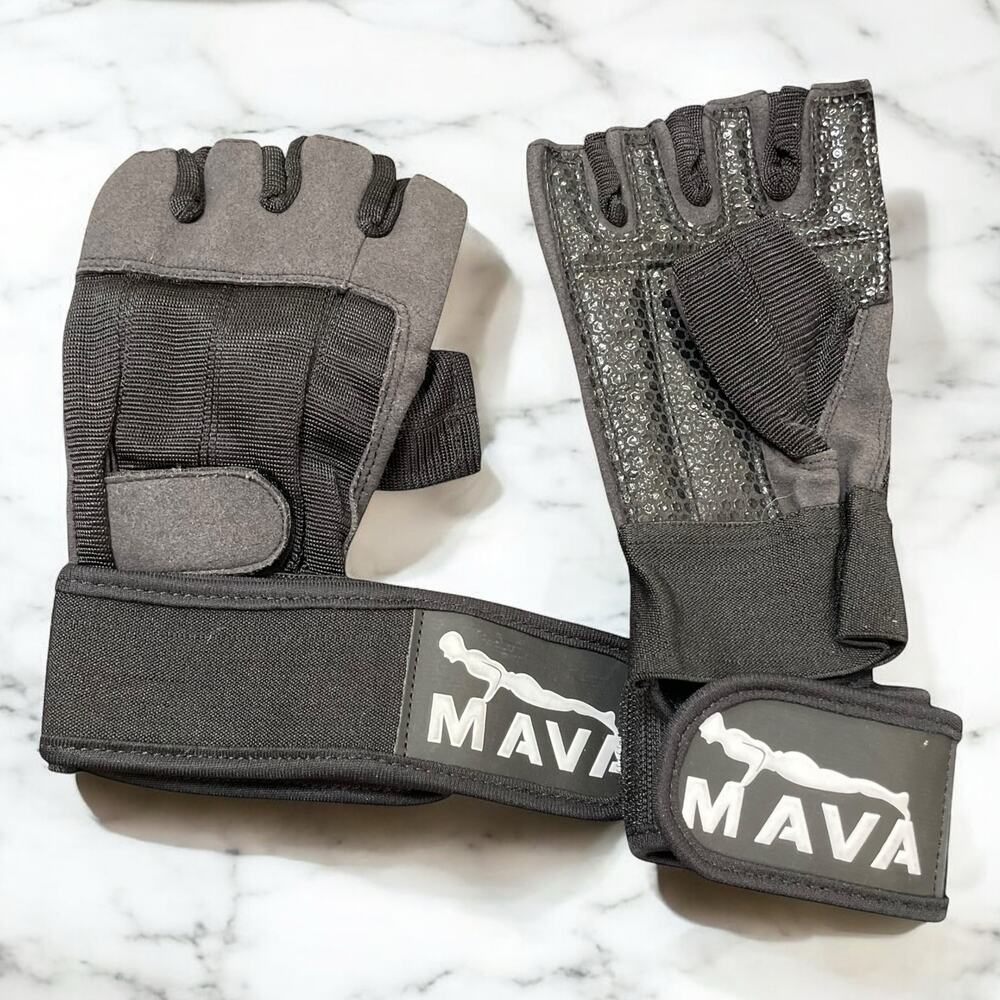 Mava Sports Weightlifting Gloves Large Silicone Padded Wrist Support Cross Train